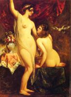 William Etty - Two Nudes In An Interior